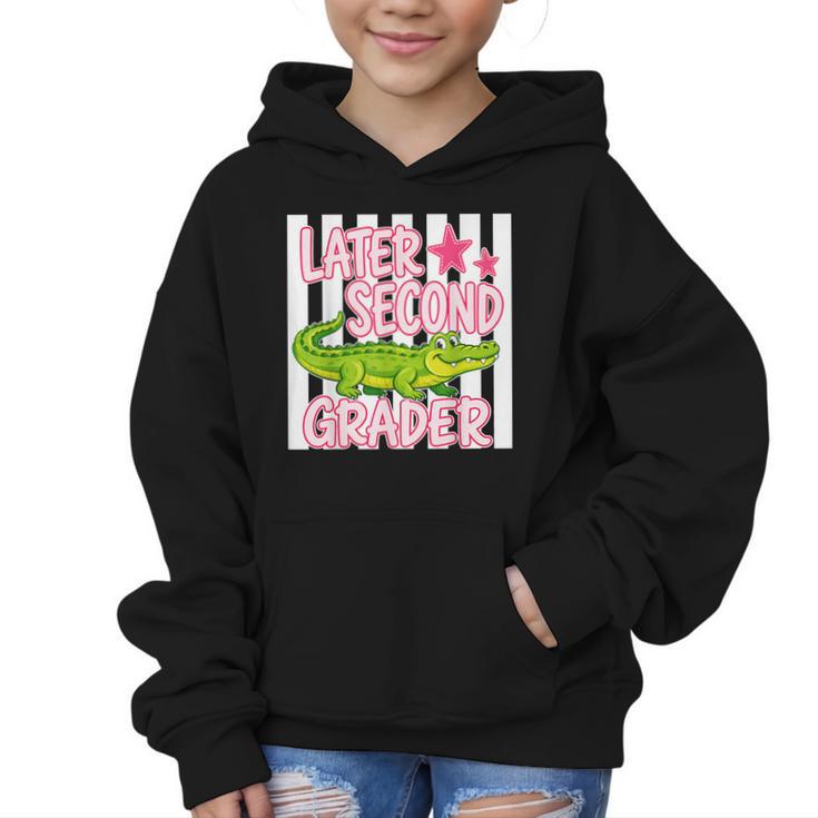 Later Second Grader Cute Alligator Back To School Graduation Graphic Kid Hoodie