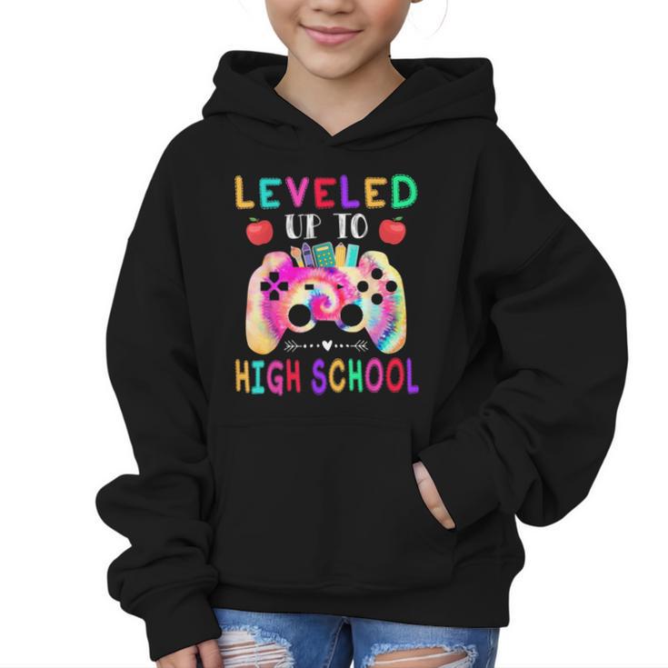 Leveled Up To High School Gaming Fun Back To School Tie Dye Graphic Kid Hoodie