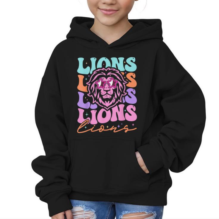 Lion Mascot Back To School Spirit Sports Men Women Groovy Graphic Kid Hoodie