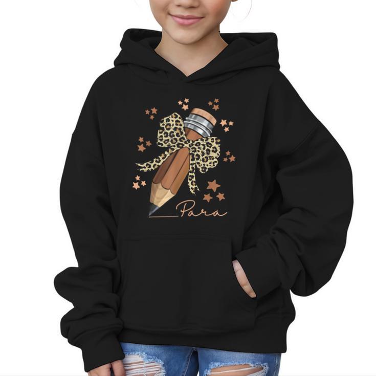 Melanin Pencil Leopard Bow Para Back To School Graphic Kid Hoodie