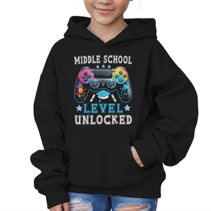 Middle School Level Unlocked Gamer First Day Back To School Graphic Kid Hoodie