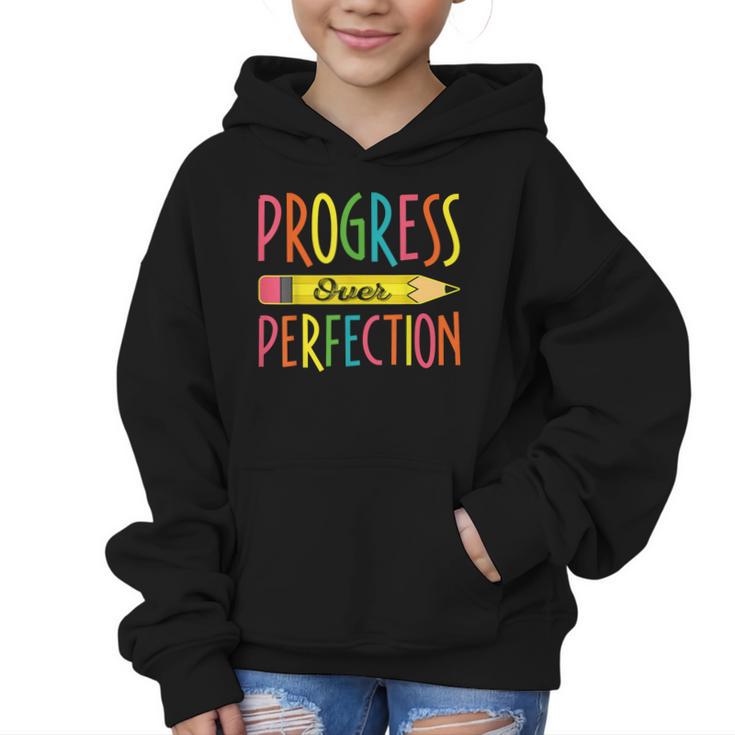 Motivational Quotes Back To School Progress Over Perfection Graphic Kid Hoodie