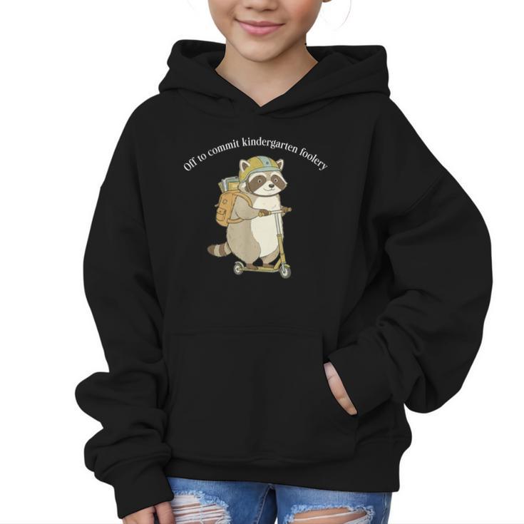 Off To Commit Kindergarten Foolery Raccoon Back To School Graphic Kid Hoodie
