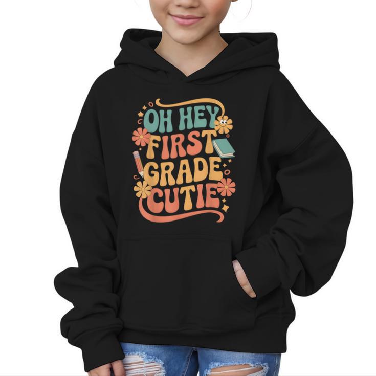 Oh Hey First Grade Cutie Back To School Graphic Kid Hoodie