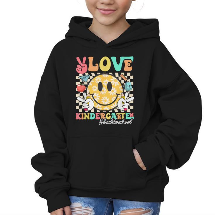 Peace Love Kindergarten Smile Face Back To School Girls Kids Graphic Kid Hoodie