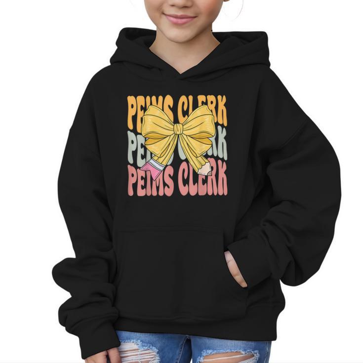 Peims Clerk Groovy Coquette Bow Cute Back To School Graphic Kid Hoodie