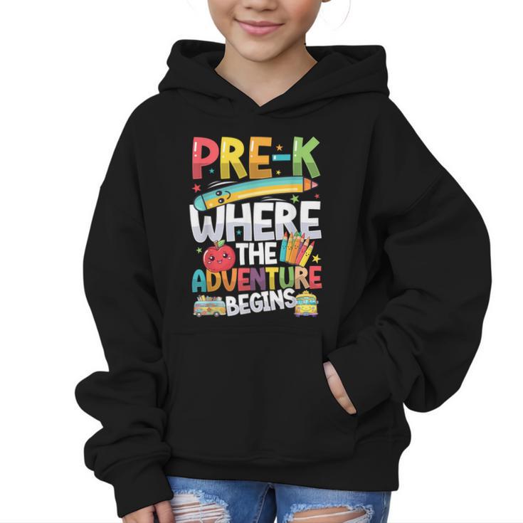 Pre-K Where The Adventure Begins First Day & Back To School Graphic Kid Hoodie