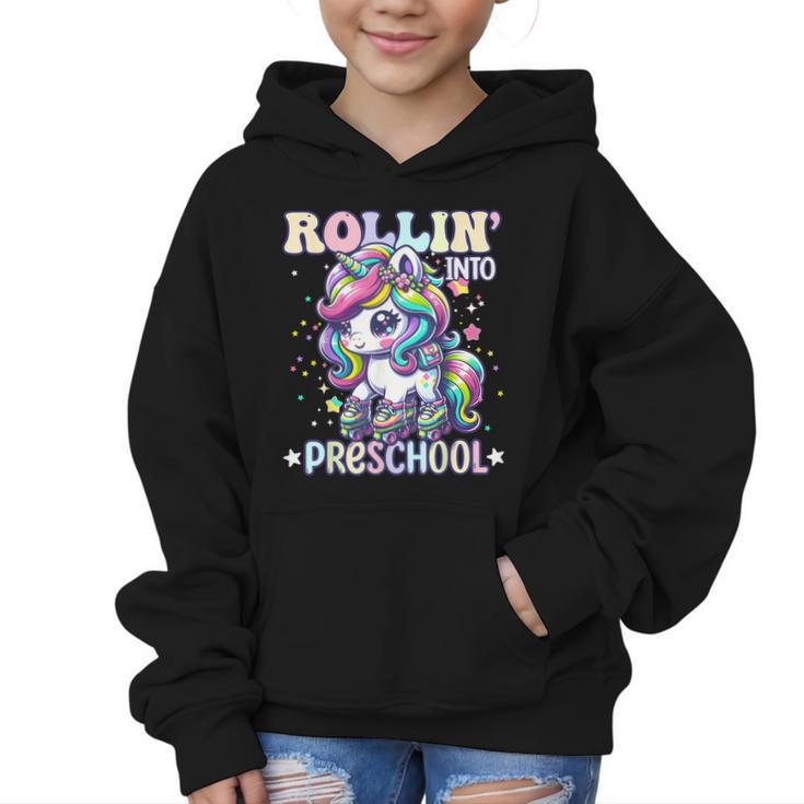 Preschool Back To School First Day Girls PreK Rollin Unicorn Graphic Kid Hoodie