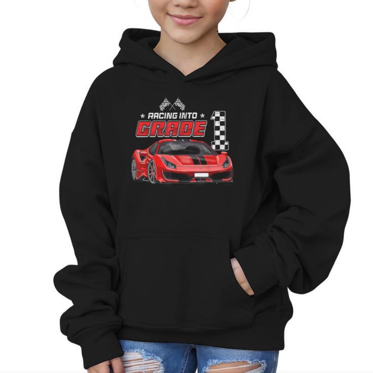 Racing Into 1st Grade Race Car Back To School Boys Graphic Kid Hoodie