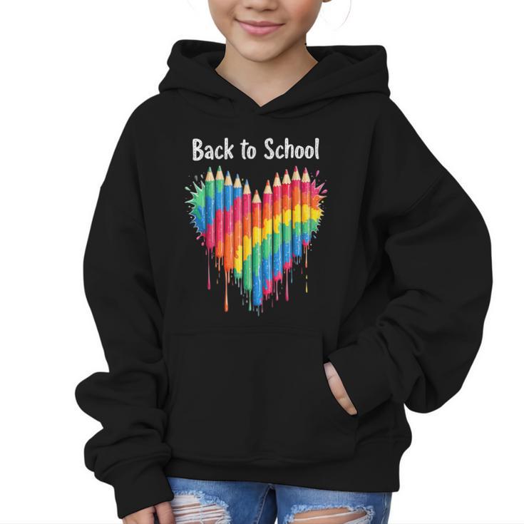 Rainbow Pencil Heart Back To School Creative Graphic Kid Hoodie