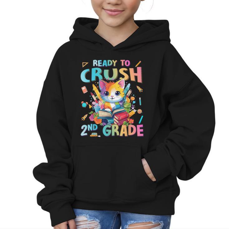 Ready To Crush 2nd Grade Back To School 2nd Grade Cat Kitten Graphic Kid Hoodie