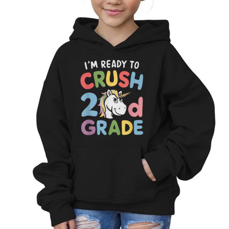Im Ready To Crush 2nd Grade Boy Unicorn Back To School Graphic Kid Hoodie