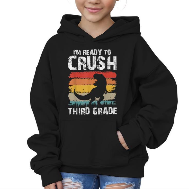 Ready Crush Third 3rd Grade Dinosaur Back To School Boys Graphic Kid Hoodie