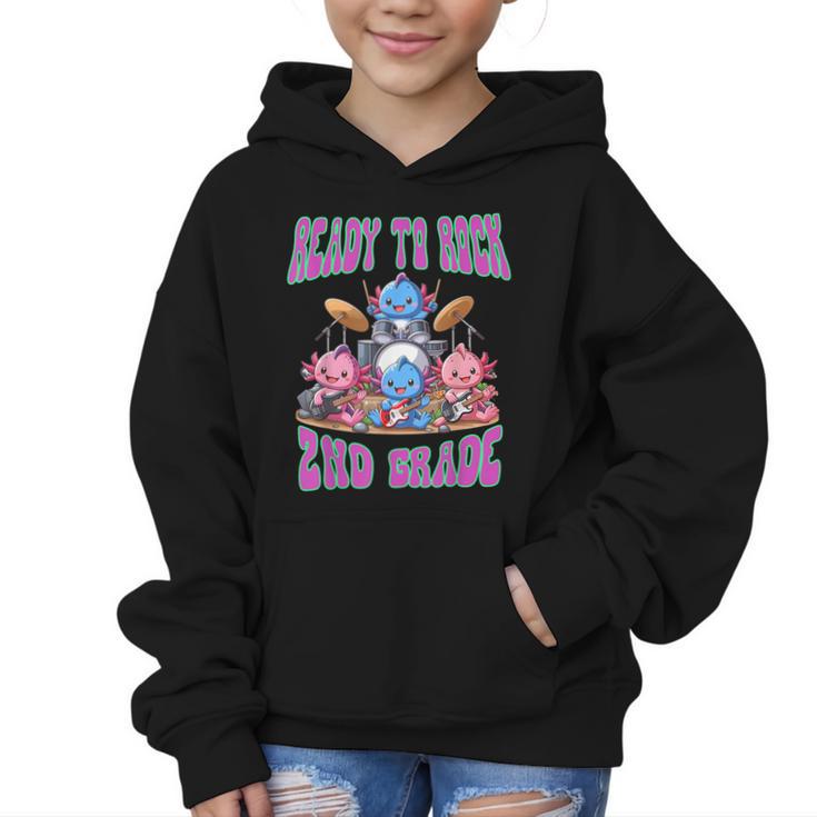 Ready To Rock 2nd Grade Back To School Axolotl 2024 School Graphic Kid Hoodie