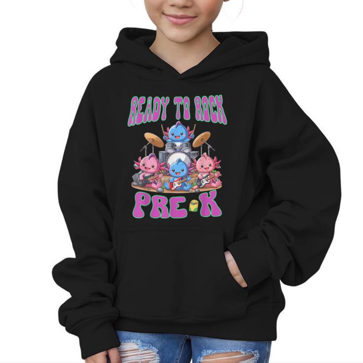 Ready To Rock Pre K Back To School Axolotl Preschool Graphic Kid Hoodie