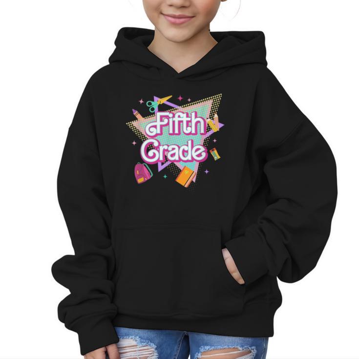 Retro 90s 5th Grade Back To School First Day Of Fifth Grade Graphic Kid Hoodie