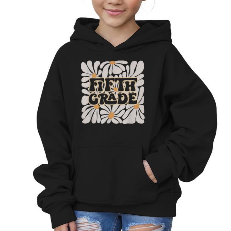 Retro Flower Power Squared Fifth 5th Grade Back To School Graphic Kid Hoodie