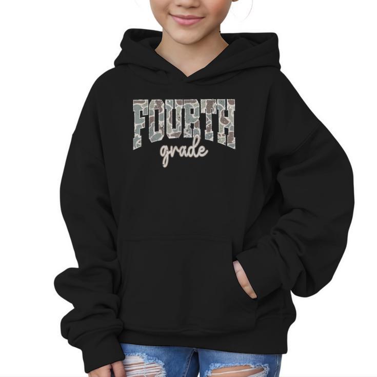 Retro Fourth Grade Back To School Boy Old Camo 4th Grade Kid Graphic Kid Hoodie