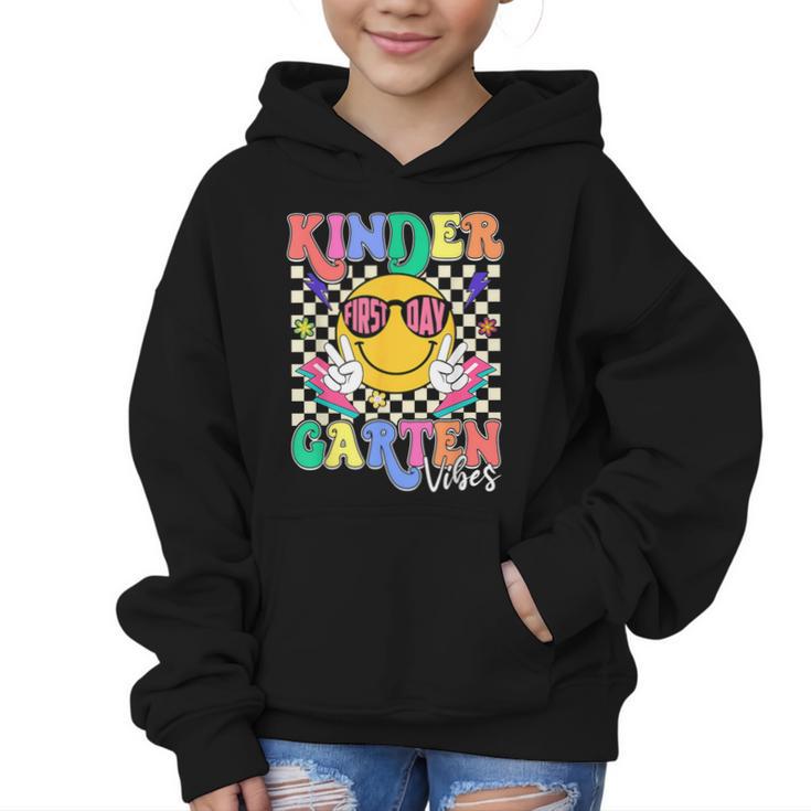 Retro Groovy Kinder Garten Vibes Smile Team Back To School Graphic Kid Hoodie