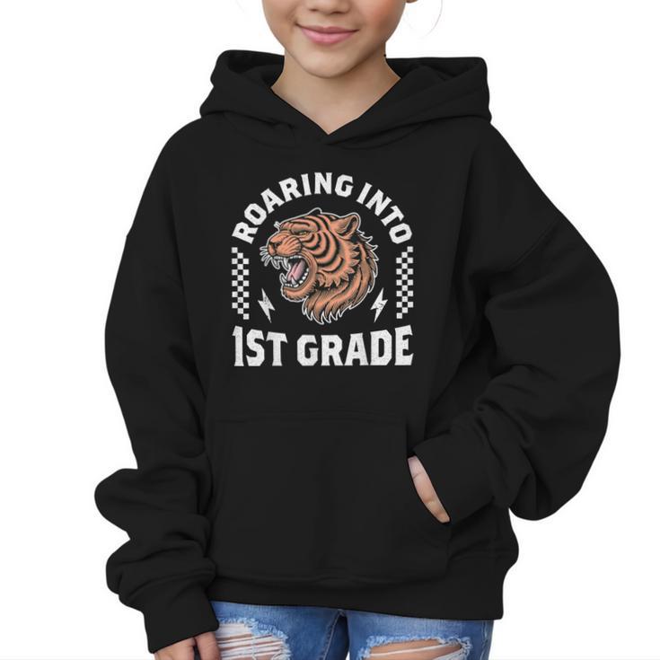 Roaring Into 1st Grade Roaring Tiger Back To School Boy Girl Graphic Kid Hoodie