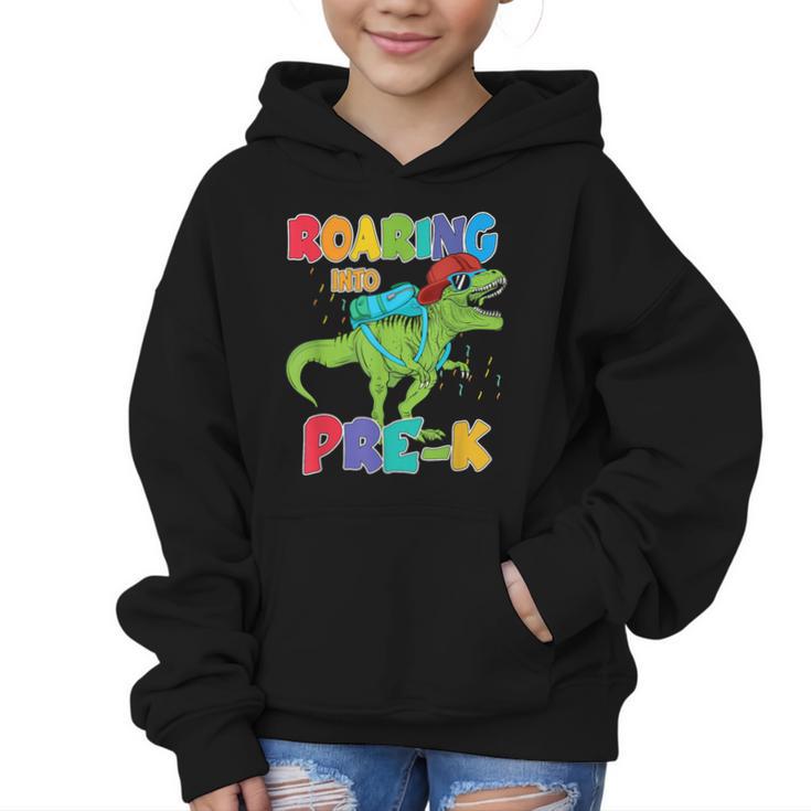 Roaring Into Pre-K Preschool Dinosaur Back To School Graphic Kid Hoodie