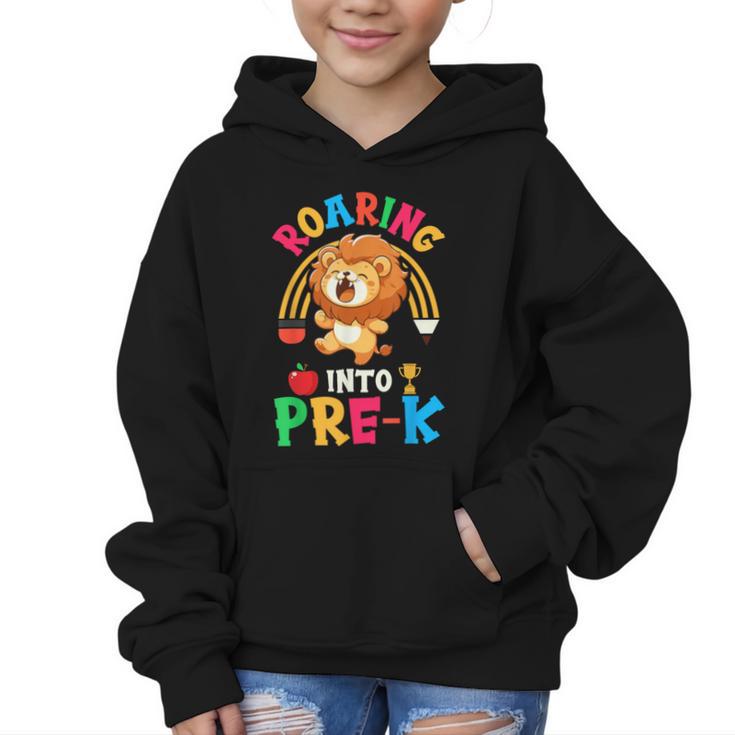 Roaring Into Pre-Kindergarten Lion Pre K Back To School Graphic Kid Hoodie