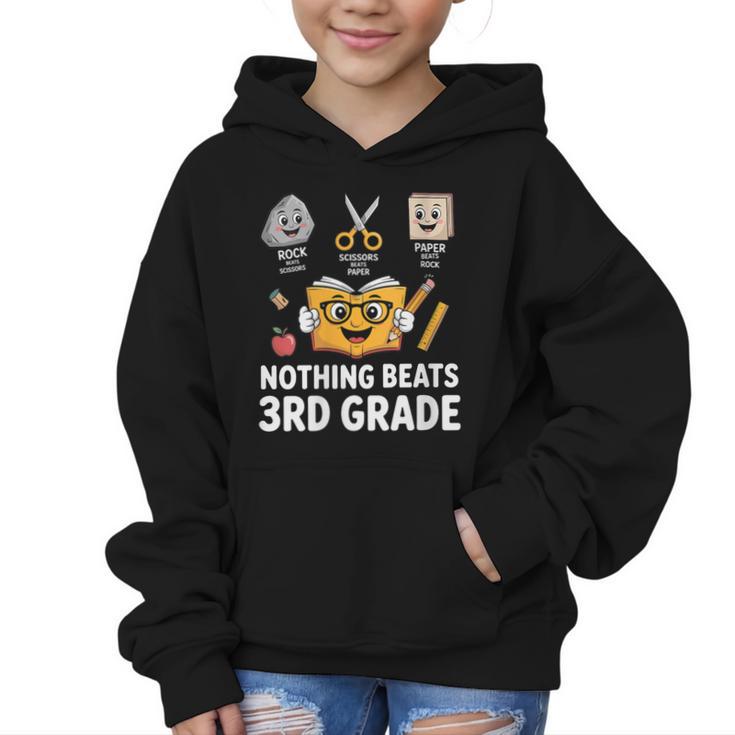 Rock Scissor Paper Nothing Beats 3rd Grade Back To School Graphic Kid Hoodie