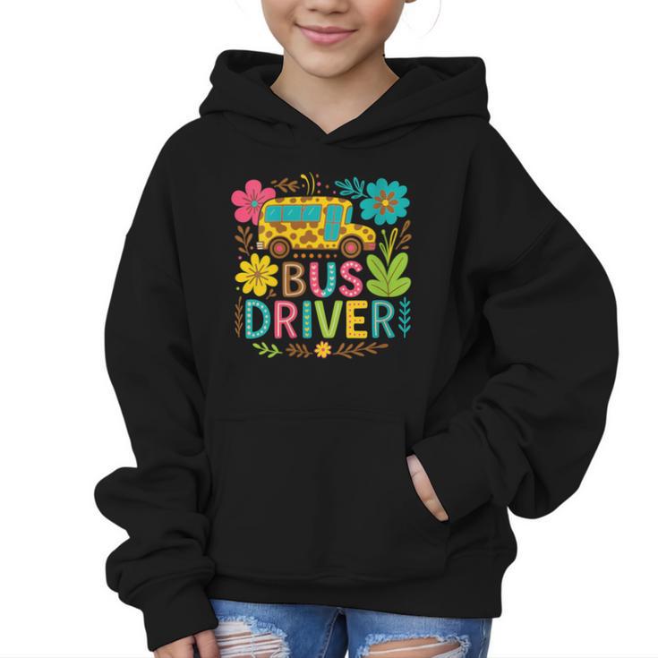 School Bus Driver Boho Floral Leopard Back To School Womens Graphic Kid Hoodie