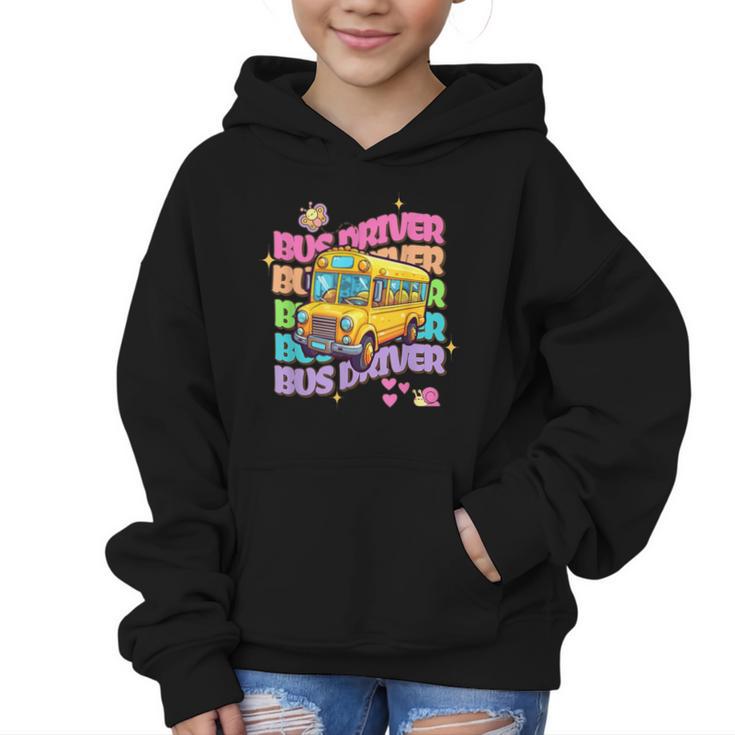 School Bus Driver Groovy Retro Back To School Graphic Kid Hoodie