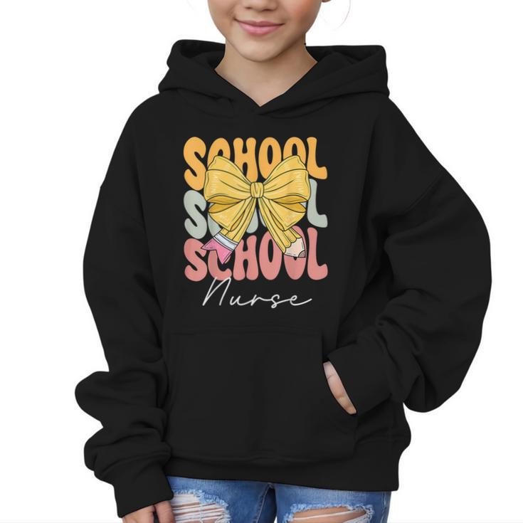 School Nurse Groovy Coquette Bow Cute Back To School Graphic Kid Hoodie