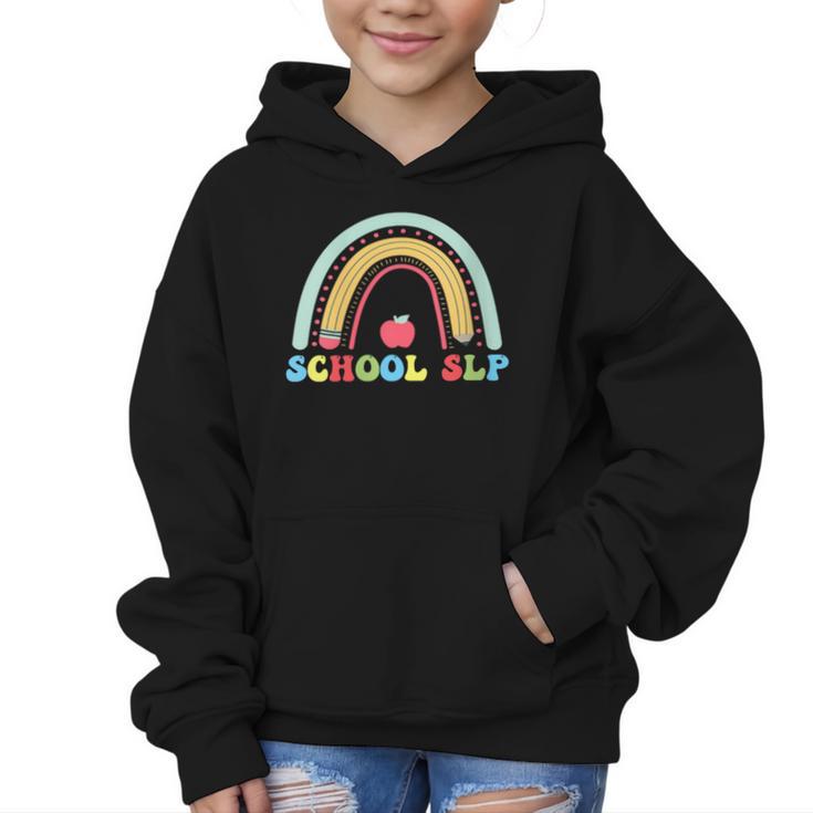 School SLP Rainbow Pencil Back To School Appreciation Graphic Kid Hoodie