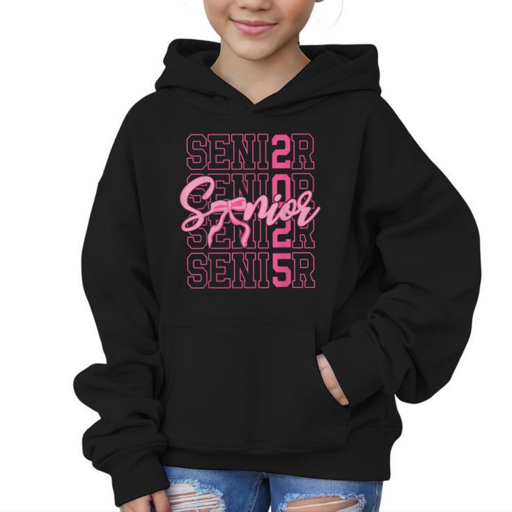 Senior 2025 Coquette Pink Bow Class Of 2025 Back To School Graphic Kid Hoodie