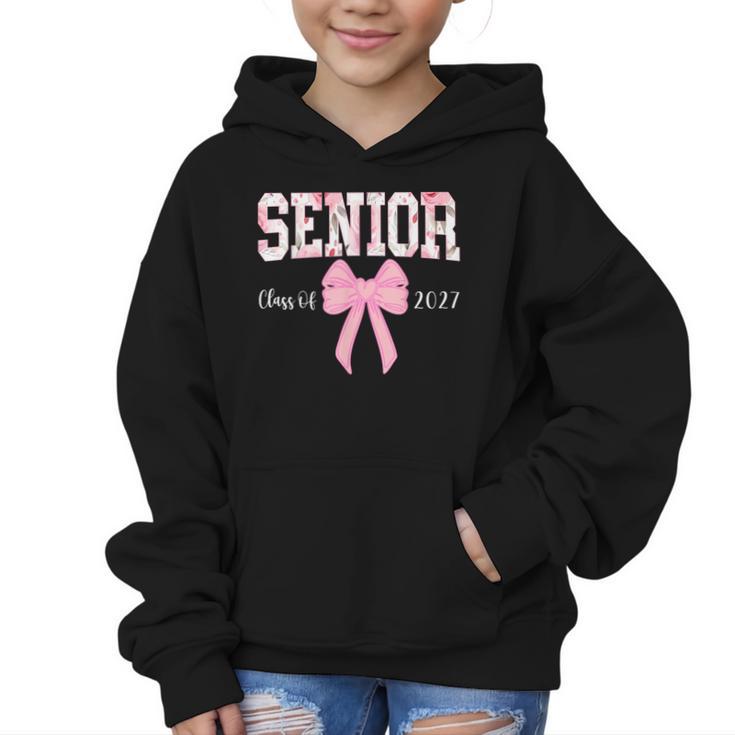 Senior 2027 Floral Pink Bow Back To School Class Of 2027 Graphic Kid Hoodie