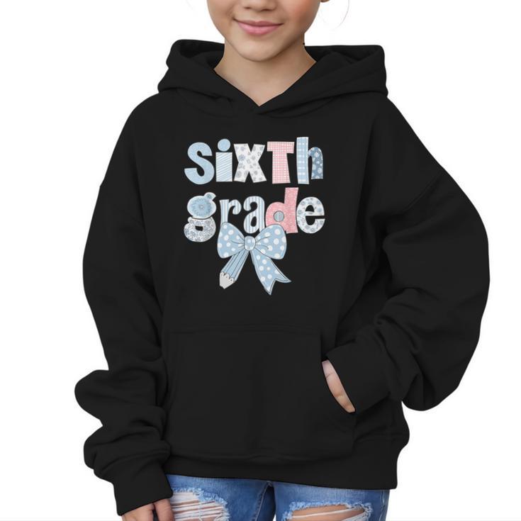 Sixth Grade Coquette Bow Pencil First Day Back To School Graphic Kid Hoodie