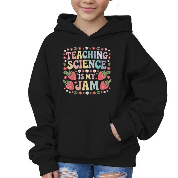 Teaching Science Is My Jam Retro Back To School Strawberry Graphic Kid Hoodie