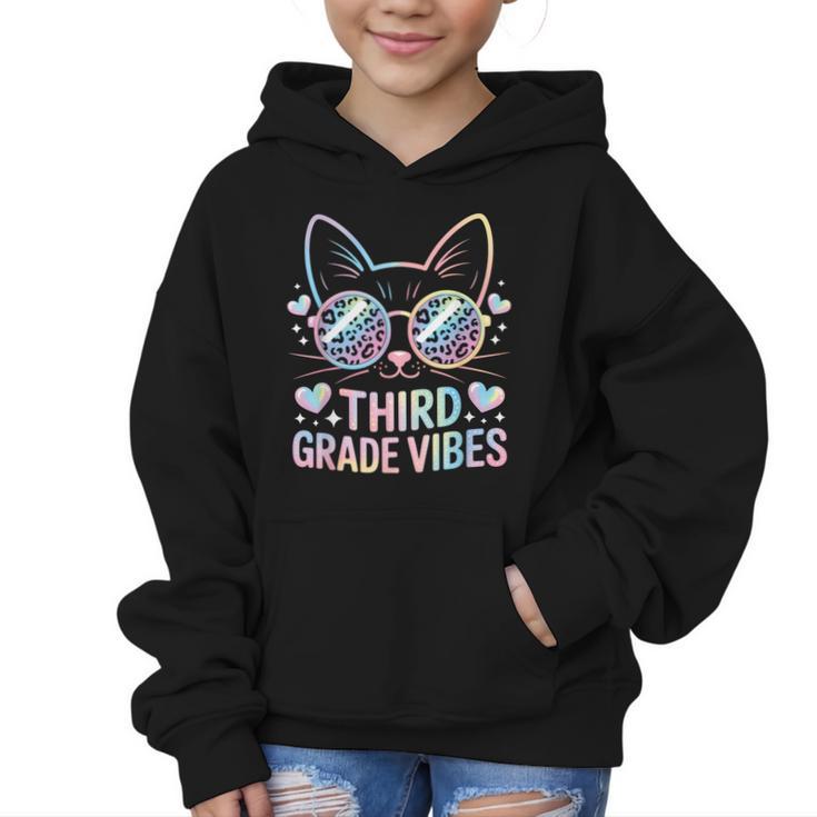 Third 3rd Grade Vibes Back To School Cute Cat Cute For Girls Graphic Kid Hoodie