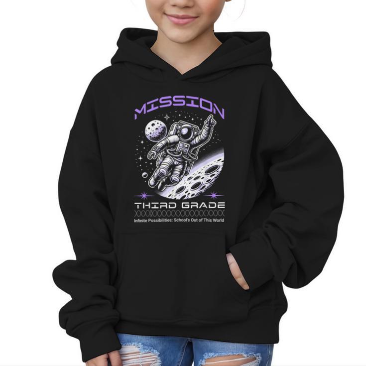 Third Grade Back To School Space Rocket Astronaut Graphic Kid Hoodie