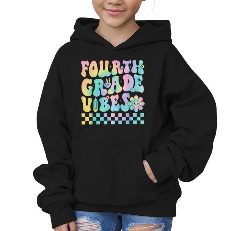 Tie Dye 4th Grade Vibes Fourth Grade Retro Back To School Graphic Kid Hoodie