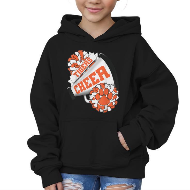 Tigers Cheerleading Back To School Cheer Team Spirit Orange Graphic Kid Hoodie
