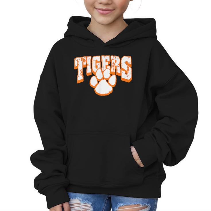 Tigers School Spirit Mascot Back To School Orange Graphic Kid Hoodie
