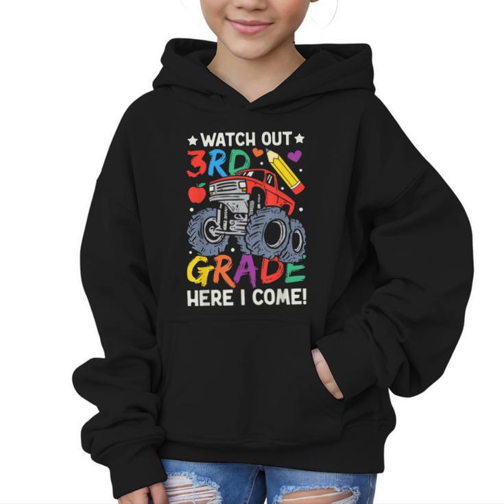 Watch Out 3rd Grade Here I Come Monster Truck Back To School Graphic Kid Hoodie