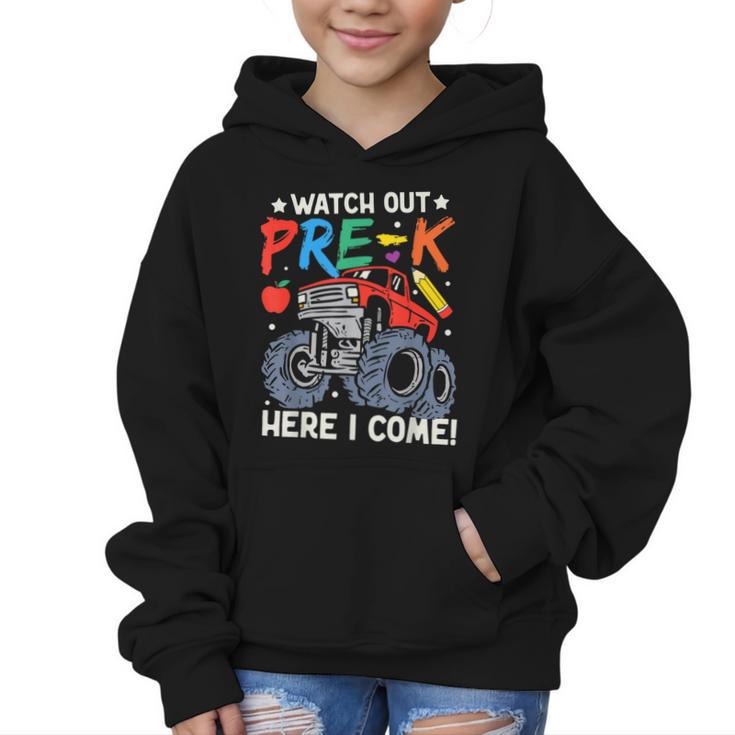 Watch Out Pre-K Here I Come Monster Truck Back To School Graphic Kid Hoodie