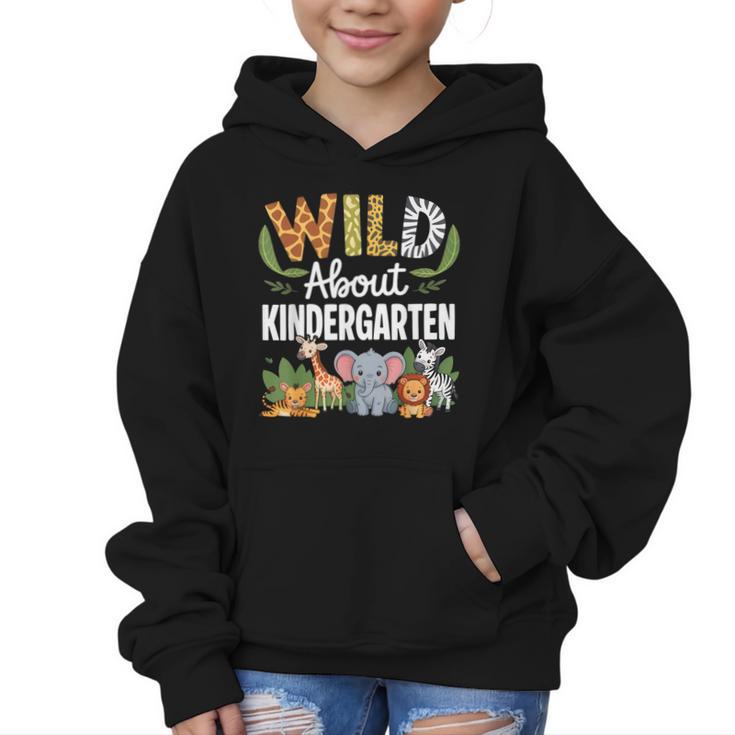 Wild About Kindergarten Back To School Jungle Theme Class Graphic Kid Hoodie
