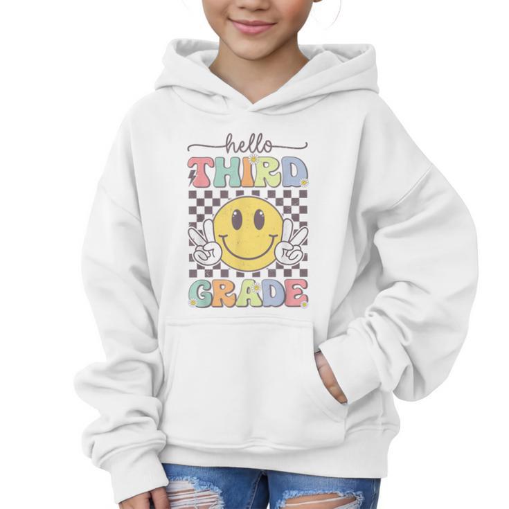 3rd Grade Team Back To School Hello Third Grade Smile Face Graphic Kid Hoodie