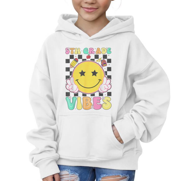 5th Grade Vibes Girls Smile Face Back To School Fifth Grade Graphic Kid Hoodie