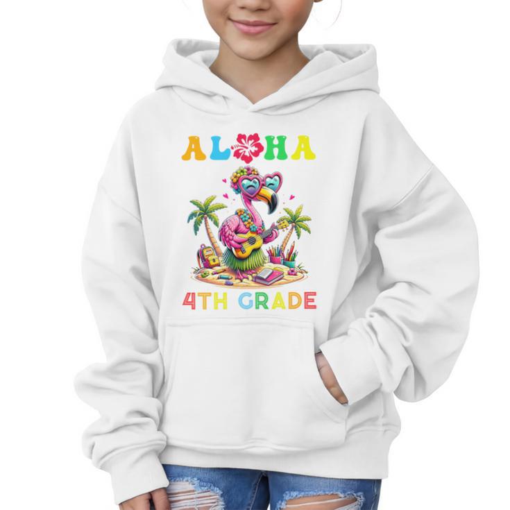 Aloha Fourth Grade Flamingo Hawaii Back To School Kids Girl Premium Tri-Blend Graphic Kid Hoodie