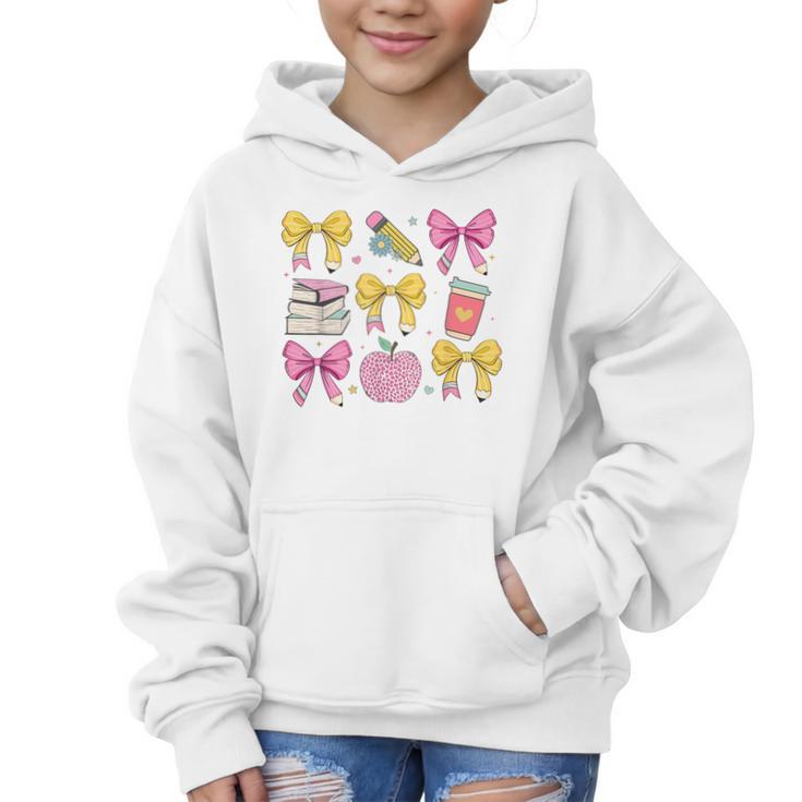Apple Coquette Bow Books First Day Of School Back To School Graphic Kid Hoodie