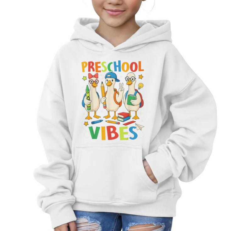 Back To School Cute Goose Preschool Vibes Girls Boys Graphic Kid Hoodie