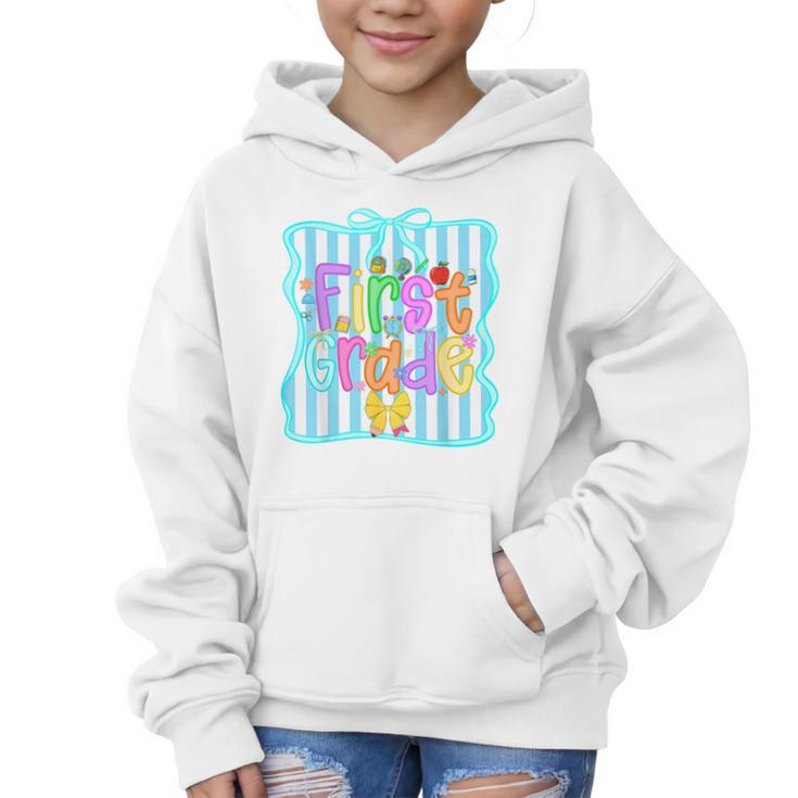 Back To School First Grade For Teen Girls Bow 1st Grade Kids Graphic Kid Hoodie