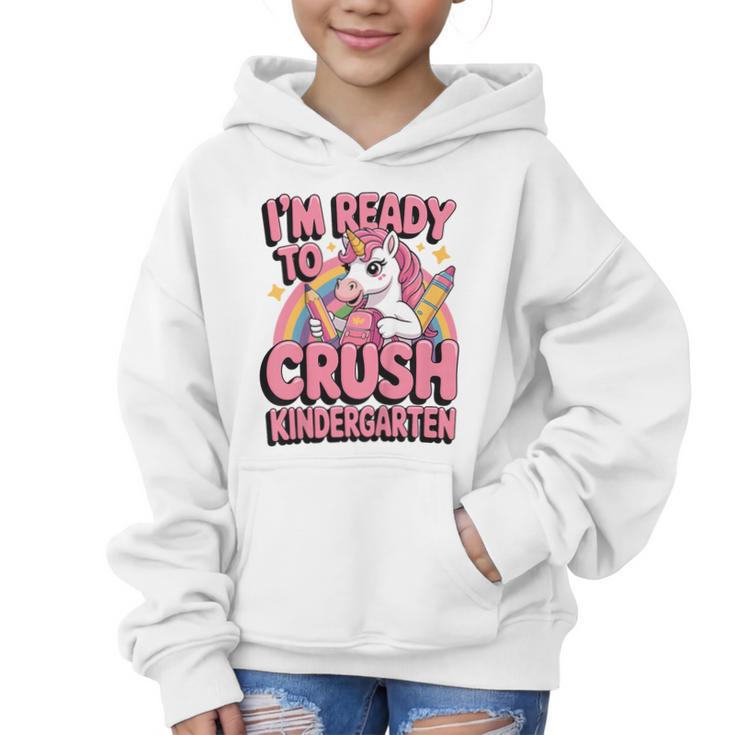 Back To School I'm Ready To Crush Kindergarten Unicorn Graphic Kid Hoodie
